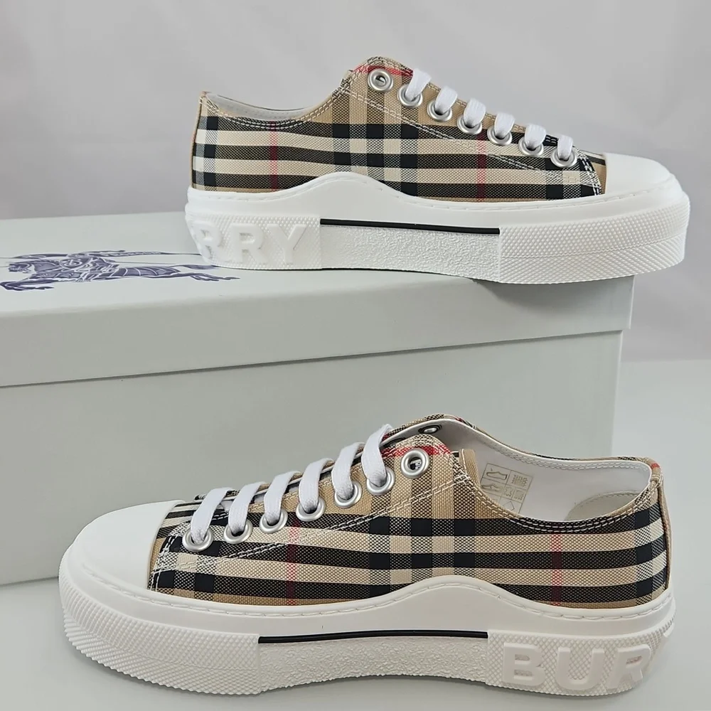 NEW! Burberry Jack Vintage Check Platform Low Top Sneakers Size 5.5 - Picture 2 of 16